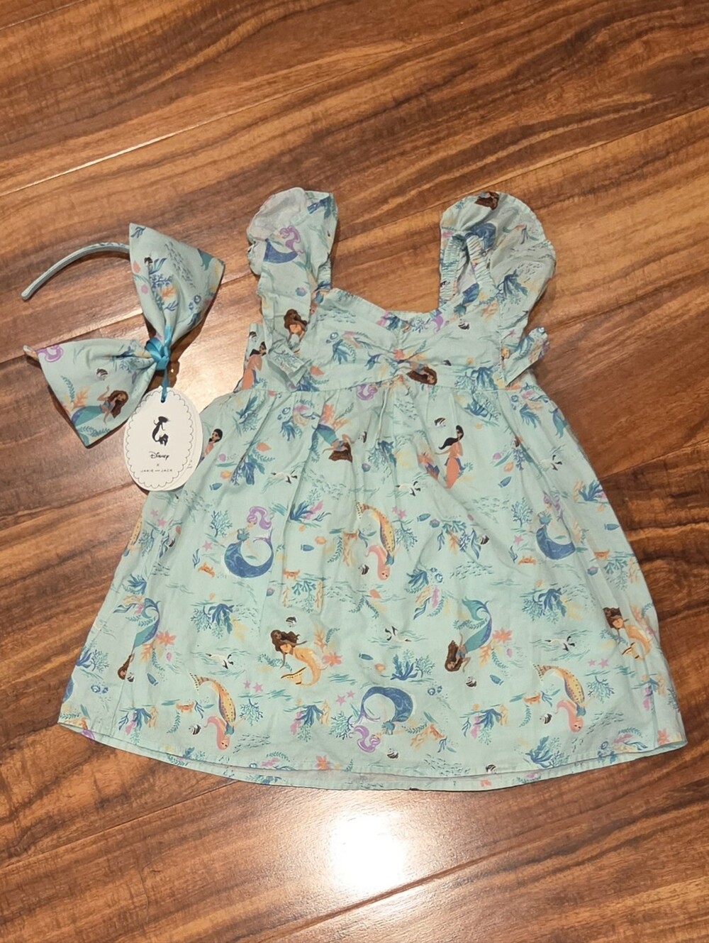 Janie and Jack X Disney NWT/EUC 18-24 months aqua mermaid dress and headband